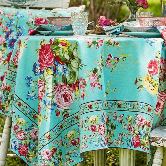 April Cornell Cottage Rose Tablecloth 36x36 NWT - Picture 2 of 2